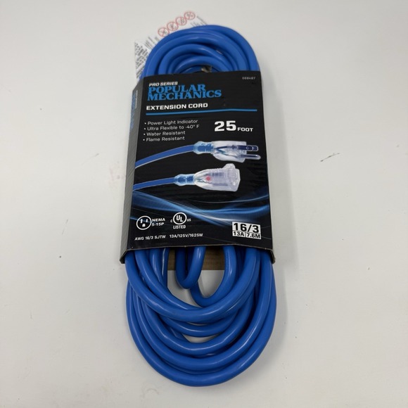 Heavy Duty Other - 16/3 Extension Cord 25 ft Blue – Blue Ends – Heavy Duty – New Popular Mechanics